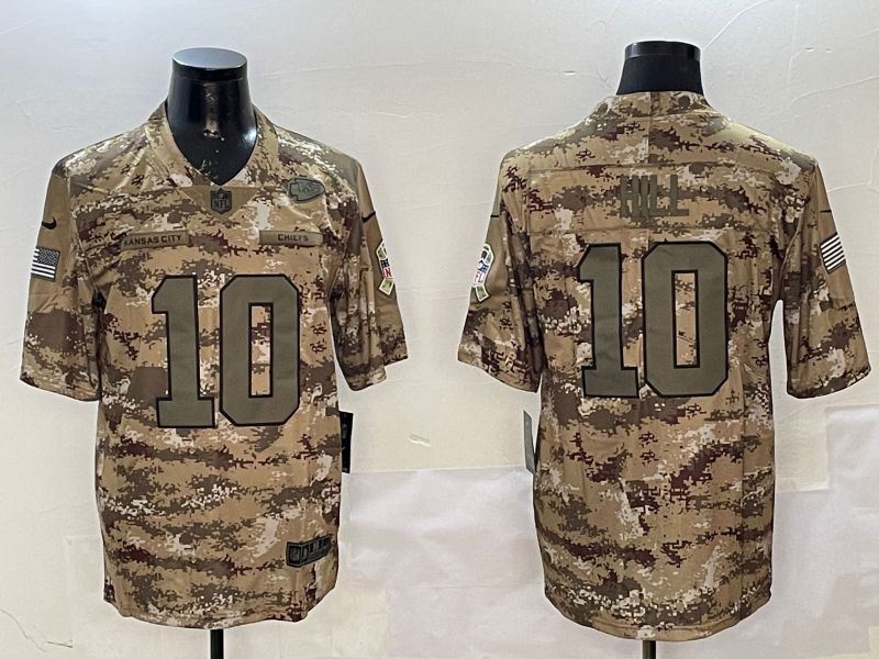Men Kansas City Chiefs 10 Hill Camo Nike 2025 Salute to Service Limited NFL Jersey style 2